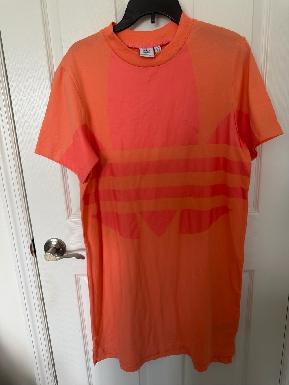 adidas Coral-Orange Trefoil Crewneck Tee - Picture 1 of 5